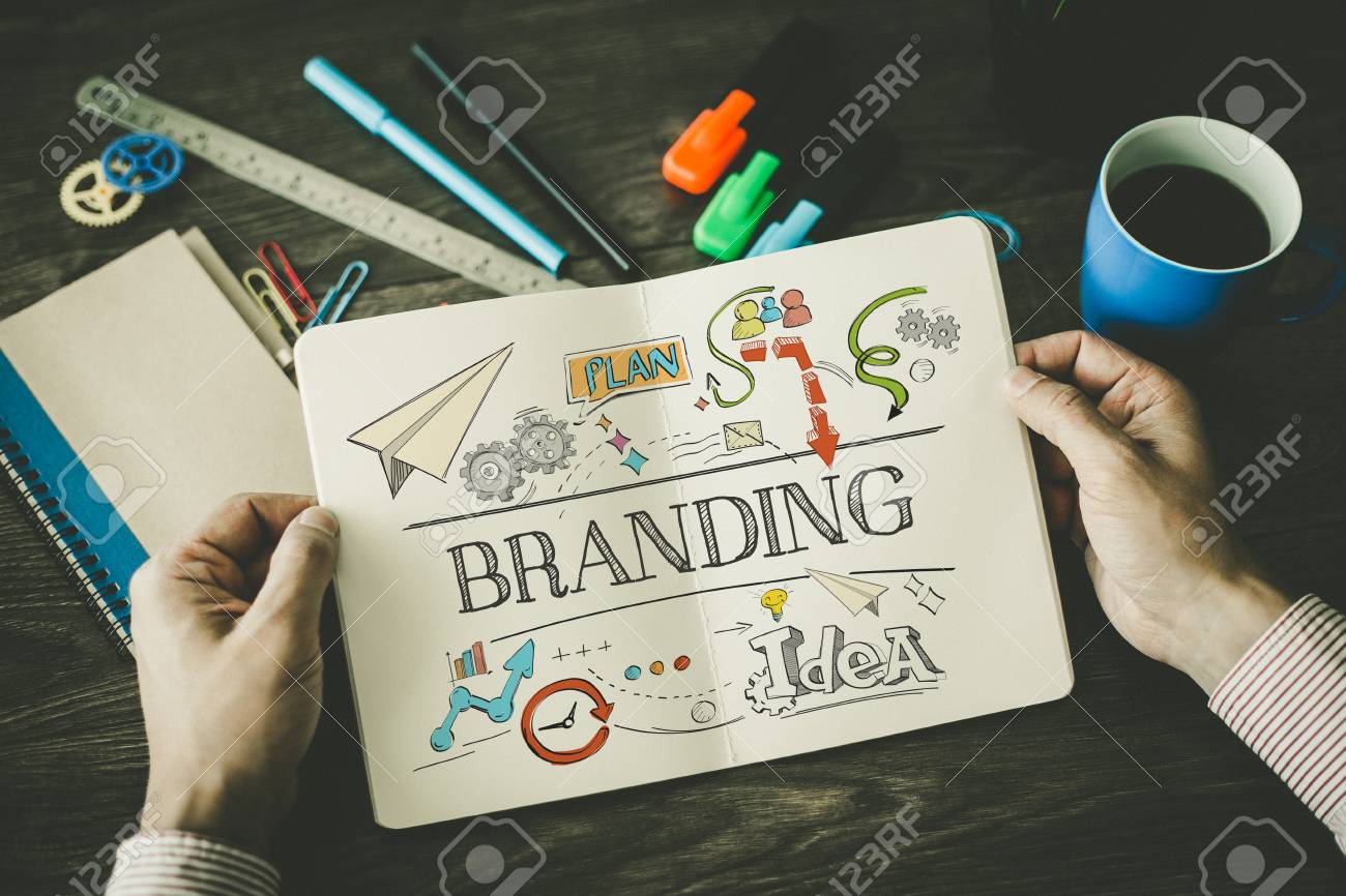 BRANDING sketch on notebook